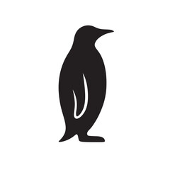 Cute Penguin Solid Black Vector