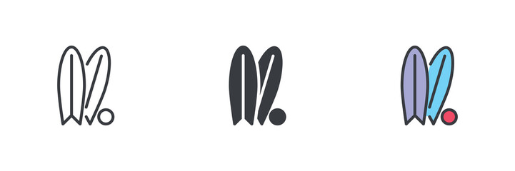 Surfboards different style icon set