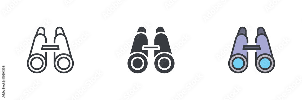 Poster binoculars different style icon set