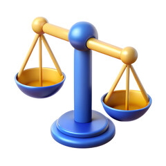 Scales of justice, a golden symbol of legal balance and law, used in court to measure justice