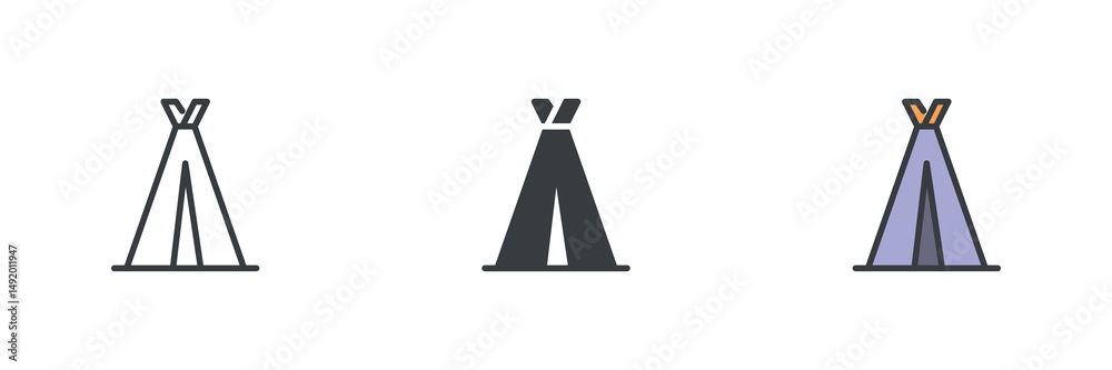 Aufkleber teepee different style icon set