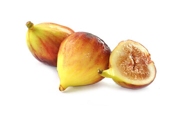 Figs on a white background. Figs are small fruits have a sweet taste, a mild aroma, a fine texture,...