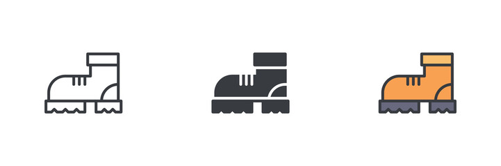 Hiking boots different style icon set