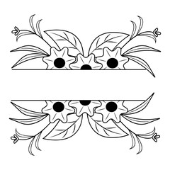 Hand Drawn Floral Border Divider. Isolated on White Background. Vector Illustration.