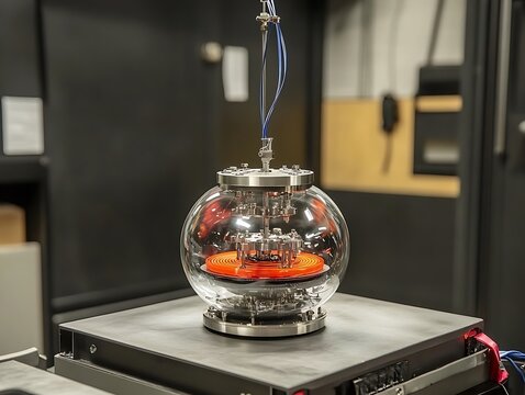 A deep core quantum engine rotating within a magnetic levitation field.