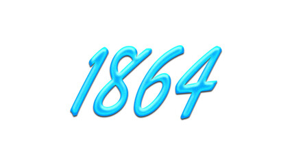 Glowing blue effect of number 1864 on white background.