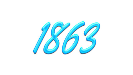 Glowing blue effect of number 1863 on white background.