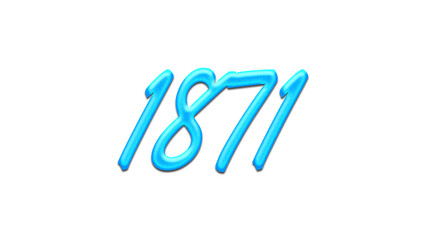 Glowing blue effect of number 1871 on white background.