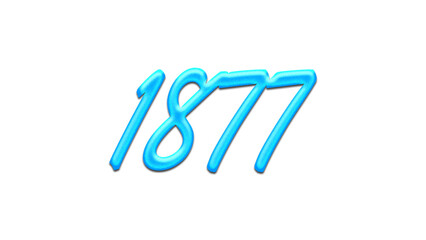 Glowing blue effect of number 1877 on white background.