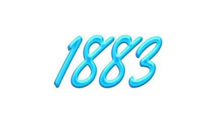 Glowing blue effect of number 1883 on white background.