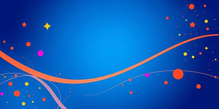 Abstract blue PowerPoint background with orange and pink accents, stars, and dots, professional, presentation