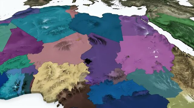 Abstract Map of North Africa and Middle East