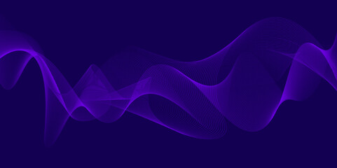 Abstract curved geometric wave line on black background. Modern multicolor gradient flowing wave lines. Technology abstract wave lines on background. Futuristic technology concept. Vector illustration