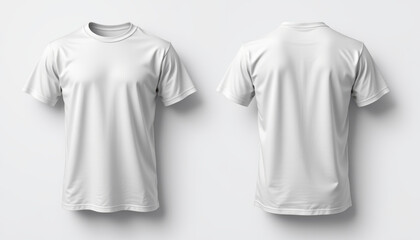 Plain white t shirt displayed from front and back, showcasing its simple design and versatility. Perfect for casual wear