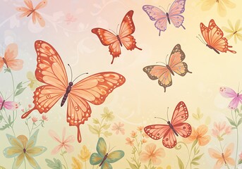 Pastel Butterflies: Springtime Floral Dream