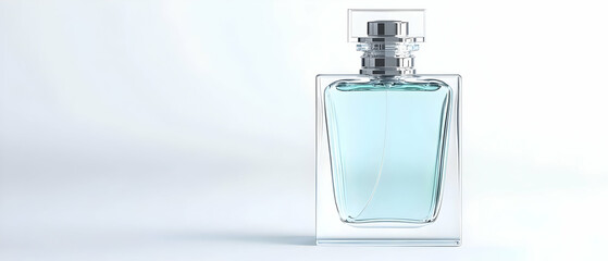 Light Blue Perfume Bottle On White Background