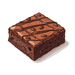 Design a bold, vector icon of a square brownie, featuring thick outlines.  The brownie should appear delicious and freshly baked.