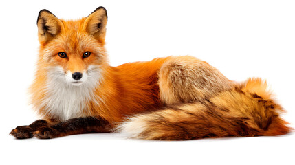Obraz premium A fox is laying on its back with its tail curled up