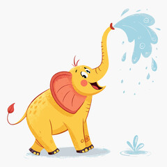 Create a vector illustration of a bold-stroked cartoon elephant, playful and friendly, suitable for children's books.