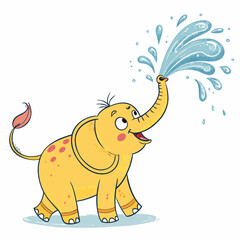 Create a bold, vector illustration of a cartoon elephant, emphasizing strong, thick outlines.  Include playful details.