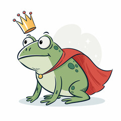 Create a vector illustration of a bold, cartoon frog wearing a crown, with thick outlines.  Include vibrant colors.
