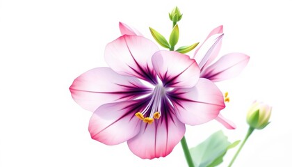 Fototapeta premium Delicate chibi columbine, watercolor style, isolated on white , watercolor, flower