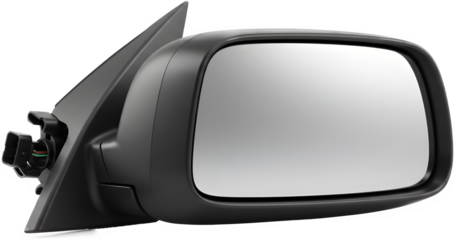 Realistic Black Car Side Mirror with Connector Isolated on White Background, Vehicle Parts and Accessories