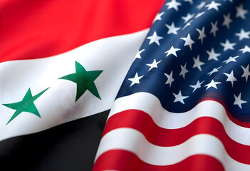 USA and Syria Flags Closeup