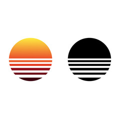 digital sun sunset vector illustration