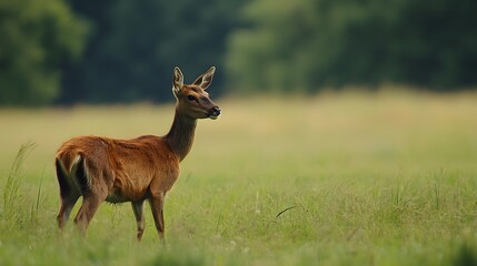 Fototapeta premium Wildlife grazing peacefully on an open grassland