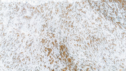 Aerial Shot Of Sea Waves Rolling Towards The Coast Perfect For Relaxing And Tropical Vibes