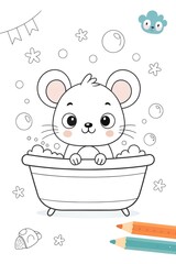 Naklejka premium Colouring page for kids, hand drawn vector illustration of a cartoon, pre school Colouring page, animal Colouring page, flower Colouring page, adult Colouring page,printables 