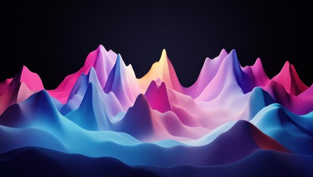 Abstract landscape of vibrant, colorful, textured peaks - Powered by Adobe