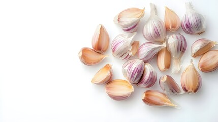 Delicious garlic cloves isolated on white background