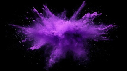 Purple powder explosion on black background studio shot abstract vibrant color dust cloud dynamic burst splash
