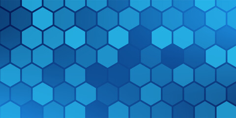 Fototapeta premium abstract futuristic hexagon science technology on blue background. vector illustration hexagon line and dot design wallpaper.
