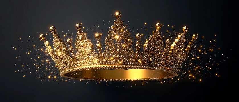 Golden crown floating in dark background