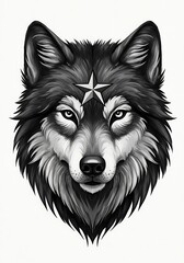 Majestic Wolf: Monochrome Starlit Portrait