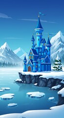 Enchanted Ice Castle: Winter's Dreamy Digital Art