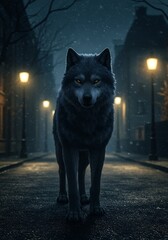 Nightfall's Lone Wolf: Urban 3D Render