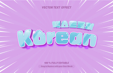 Editable text effect Korean Movie - Drama 3d cartoon template style premium vector	