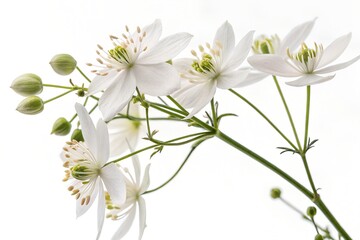 Isolated on white, a beautiful bouquet of white flowers shows its floral beauty