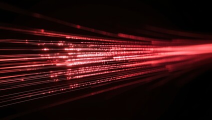 Fototapeta premium Red digital code streaks across dark background