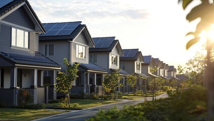 The sleek architecture of modern townhouses in an inviting urban atmosphere.