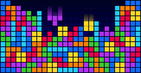 Brick blocks puzzle videogame theme vector background