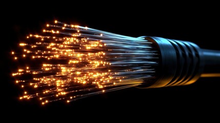 A global network of fiber optic cables with glowing energy pulses 