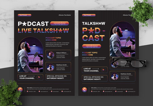 Gradient Orange And Black Podcast Flyer