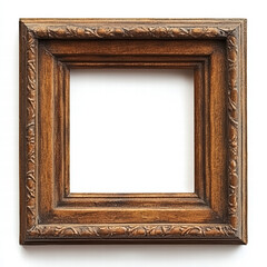 Antique Wooden Frame: A beautifully detailed, ornate wooden frame, weathered with age, stands empty, ready to showcase your own personal artwork or treasured memories. 