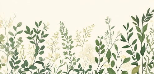 Obraz premium tropical green leaves on beige background banner with copy space