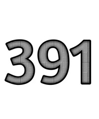 Black and white color numbers 391